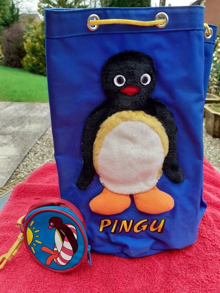 RARE Vintage Pingu, Mr. Blobby, Thomas the Tank Engine Bags from the 1990's