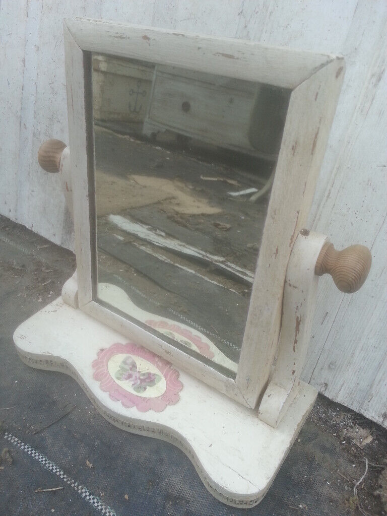 image for Upcycled, shabby chic, pine swing mirror.