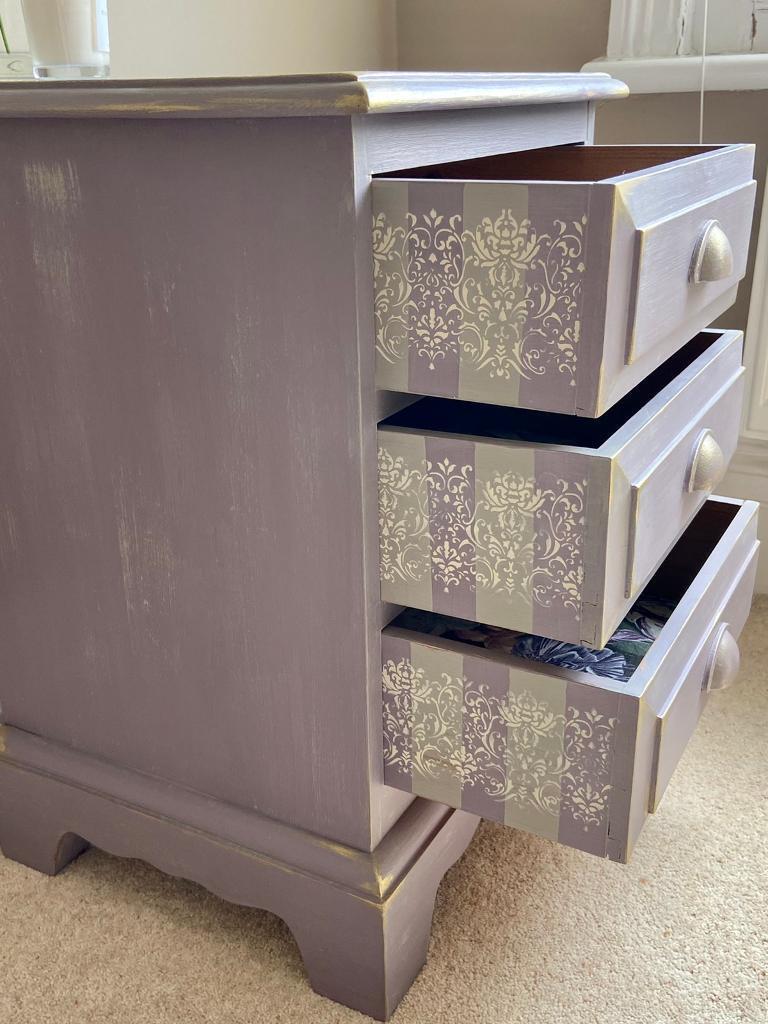 Solid wood bedside table / drawers 