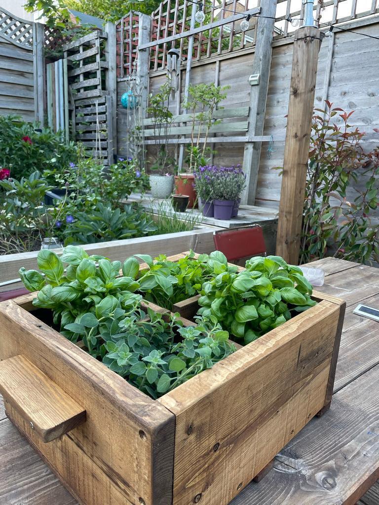 Reclaimed Scaffold Board Four Herb Planter