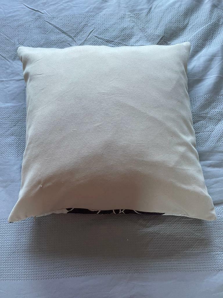 Large 40cm Cream & Purple Square Floral Display Cushion