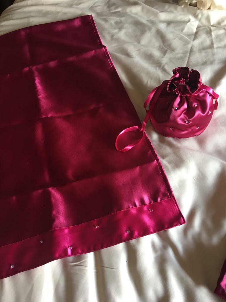 image for Satin Bridesmaid / Flower girl Stole / Wrap and Bag in Cerise, Brand New
