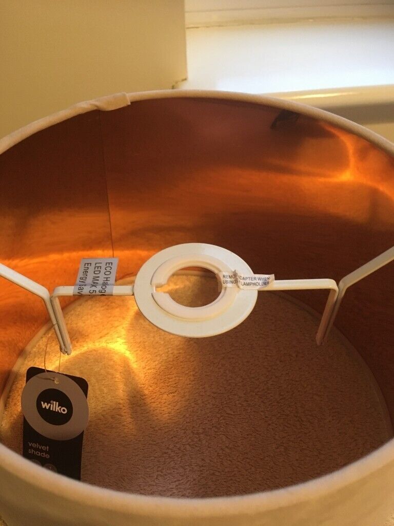 Brand New with tag Wilko Velvet lampshade with copper inside