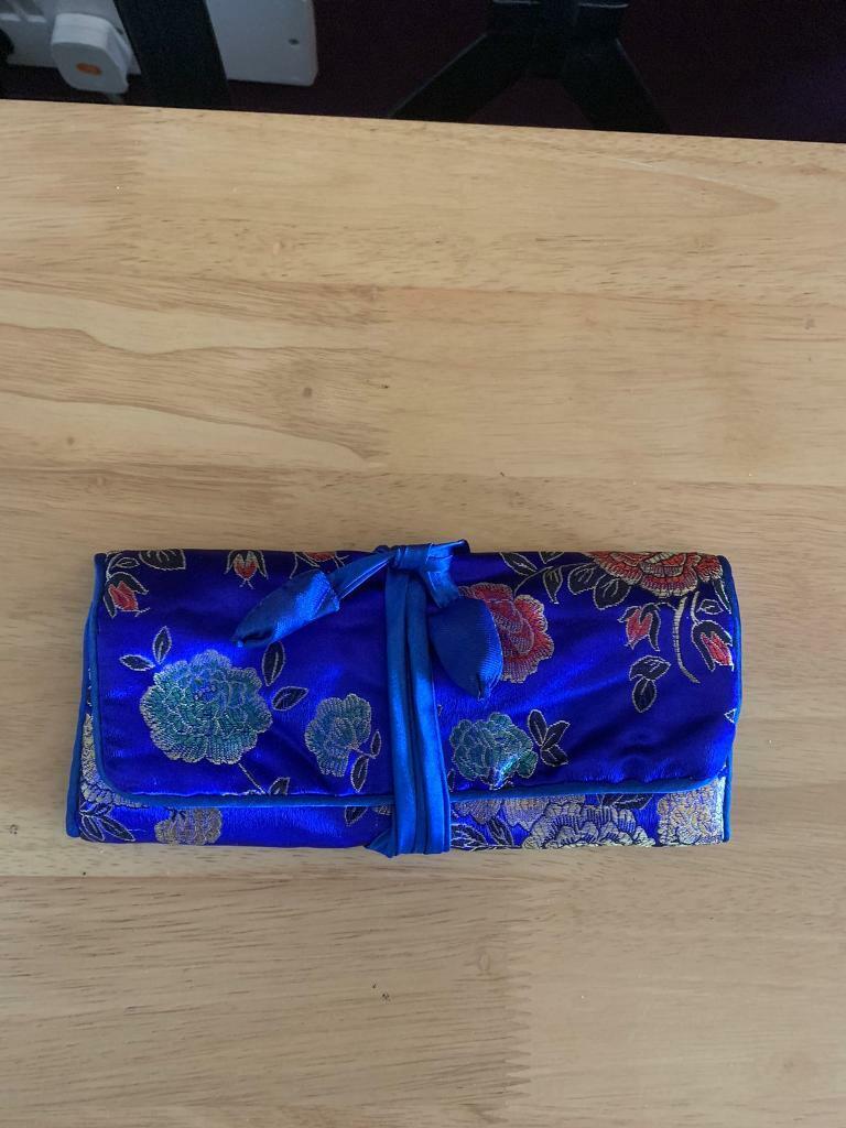 image for *NEW* Stunning Cobalt Blue Floral Silky Jewellery Wrap