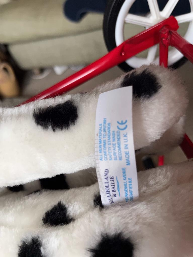 Vintage Mulholland & Bailie push along Dalmatian dog toy Walker 