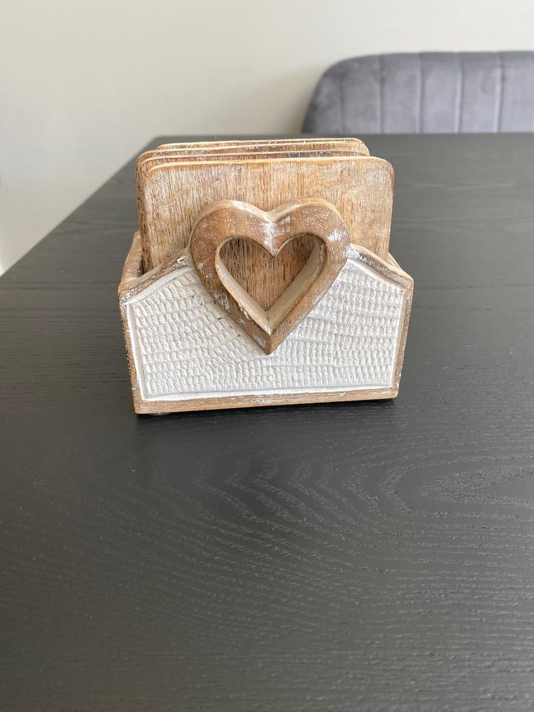 6 Wooden Shabby Chic Coasters