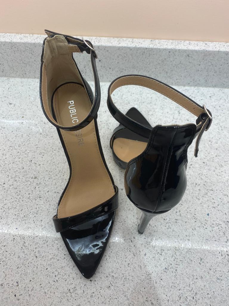 Ladies Black Patent High Heels - Size 4 - Only worn once