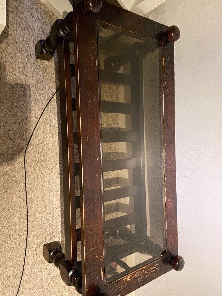 Hard wood table with glass 