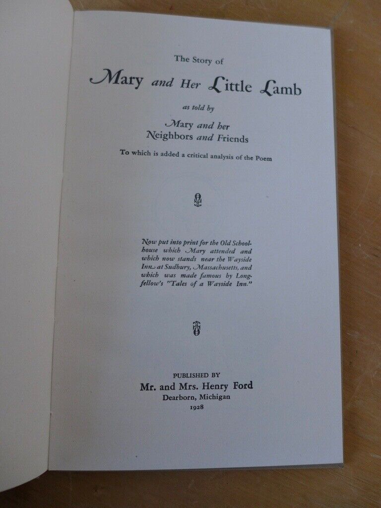 Collectable/collectible: The Story of Mary’s Little Lamb. FIRST EDITION 1928. In excellent condition