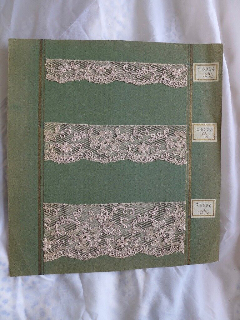 image for Three Collectible/Collectable Vintage and Original Lace Samplers/Haberdasher’s sample sheets/boards.