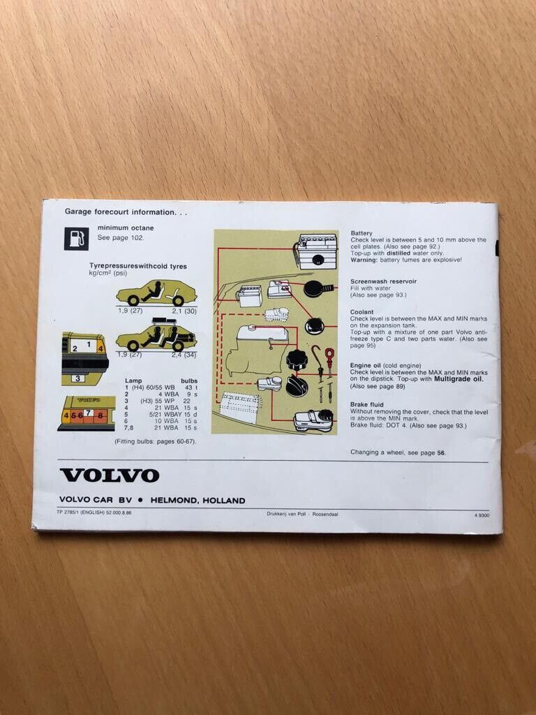 Volvo 340 360 Owner Manual Handbook 1987 Petrol And Diesel