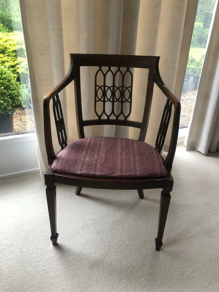 Edwardian mahogany tub shaped elbow chair. Collect Chichester