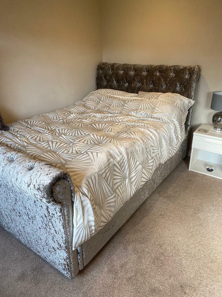 image for High quality  crushed velvet Double sleigh bed frame