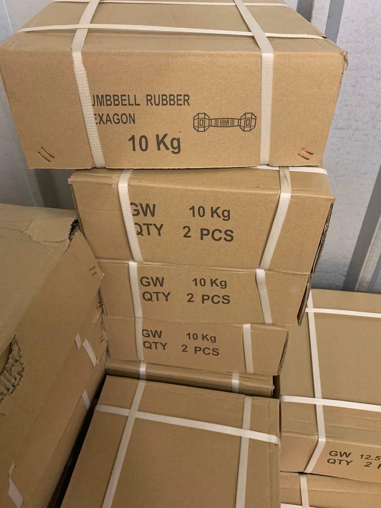 Rubber hex dumbbells 2.5kg-40kg