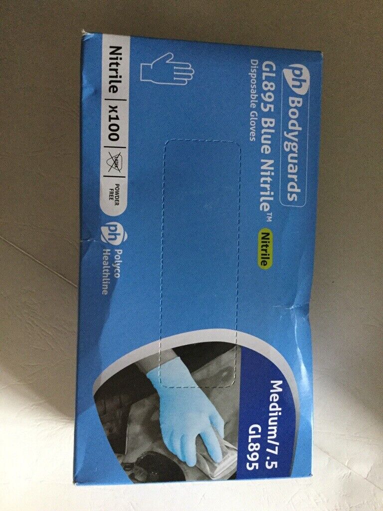 Nitrile Examination Gloves (Latex Free). 12boxesX100 Pcs - Blue/White