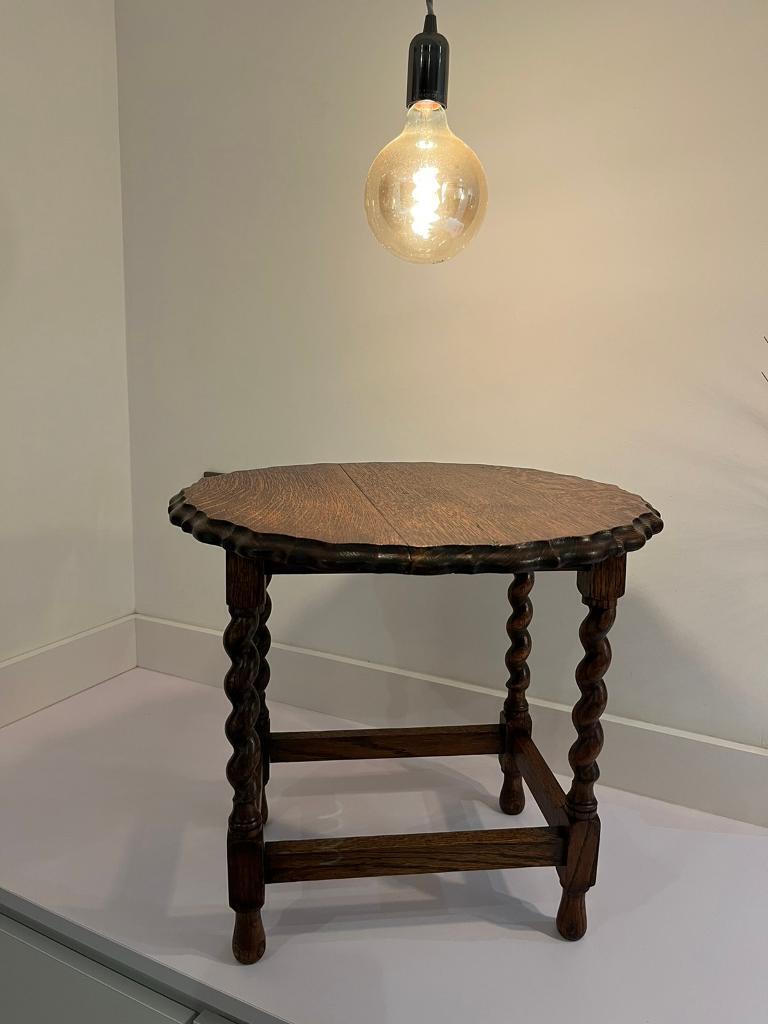 Barley Twist solid oak small side table, Circa 1920.