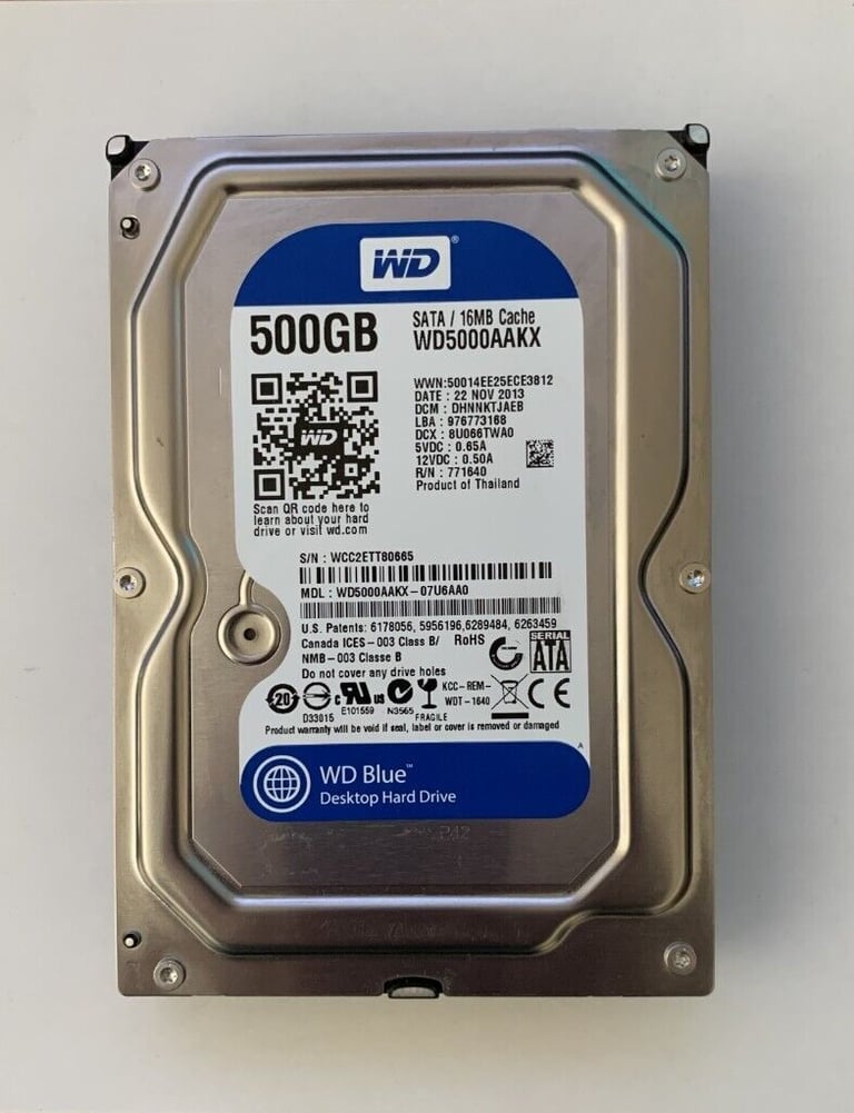 image for 3.5 inch SATA HDD WD-500GB with Windows 10 Pro and Ubuntu 22.10 installed