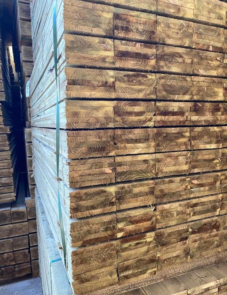 New treated 1.8m long, 120mm wide fence timber boards