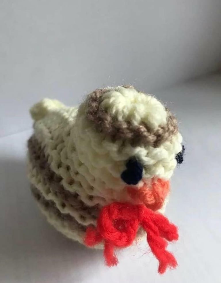 image for 2x Knitted Yellow & Brown / Cream Chick Egg / Cream Egg Cosy Holders Easter Gift