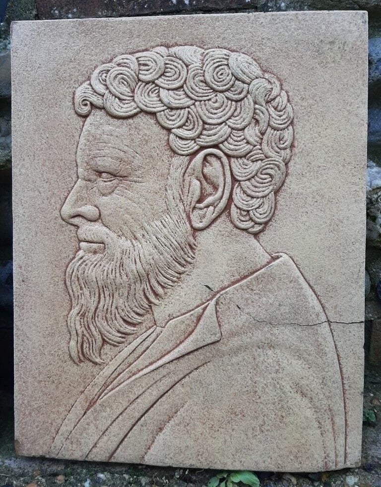 Large 335mm x 430mm Bas-Relief Pottery Tile