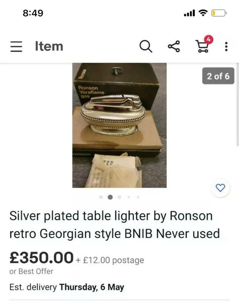 Collectible Silver Plated Ronson Queen Ann table lighter