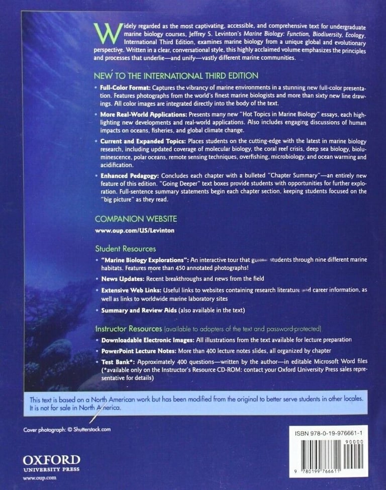 Marine Biology: International Edition: Function, Biodiversity, Ecology - International third edition