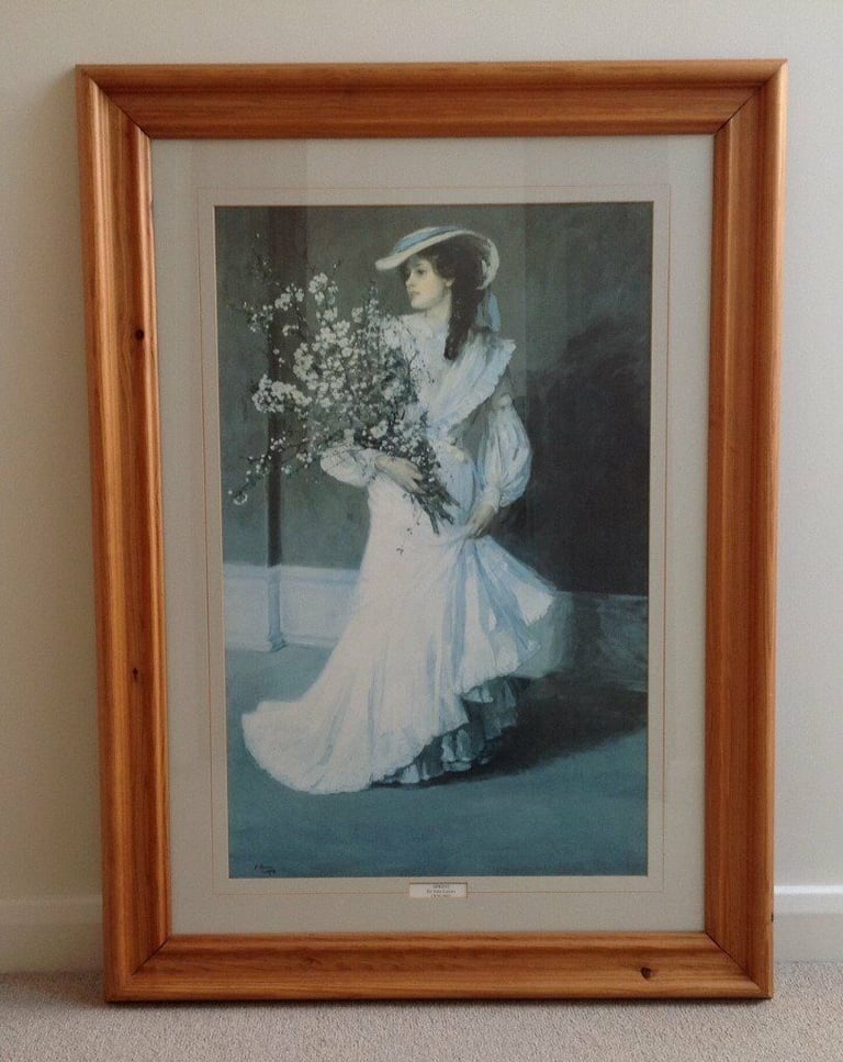 Large Rectangular Pine Frame with 'Spring' by John Lavery Print, 93cms x 68cms (36.5 x 26.75 inches)