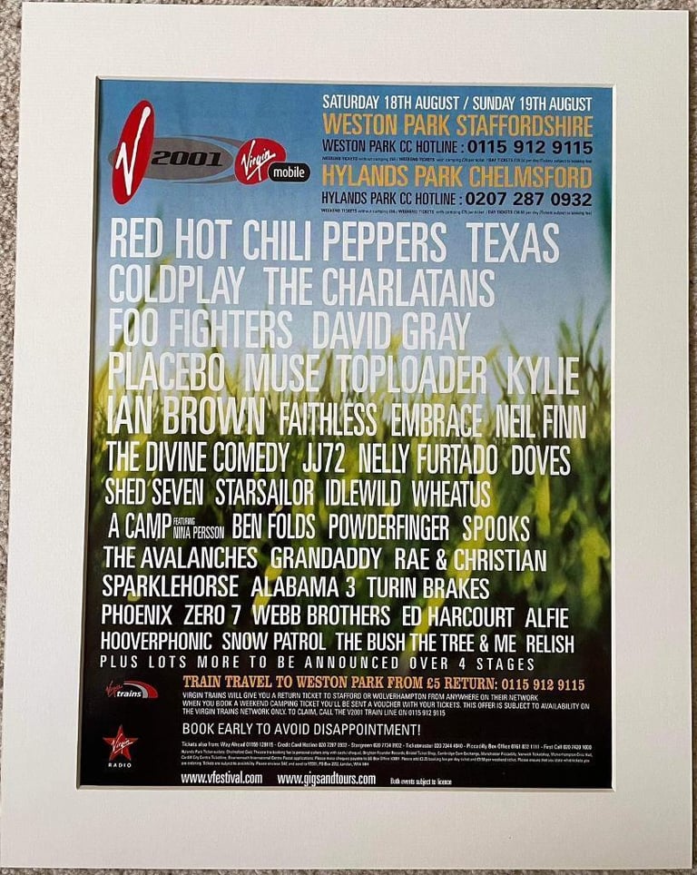Mounted V festival vintage advertisement from 2001