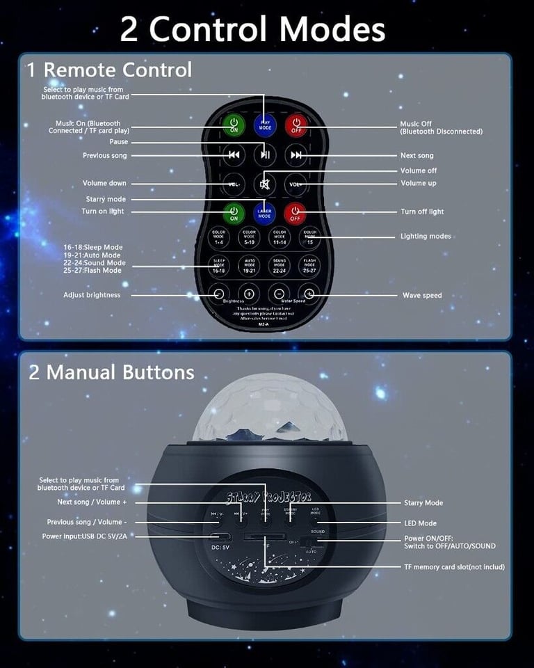 Galaxy  Night Light Projector for Bedroom with Music Speaker