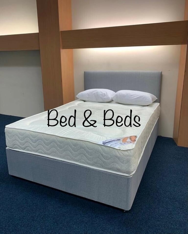 Double small double kingsize King size Single Divan bed with mattress headboard 