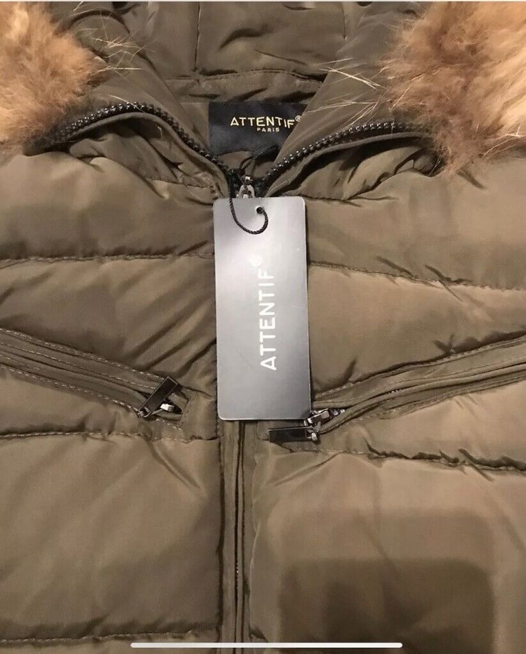 Ladies padded jacket (Attentif) Khaki size 12. New with tags.