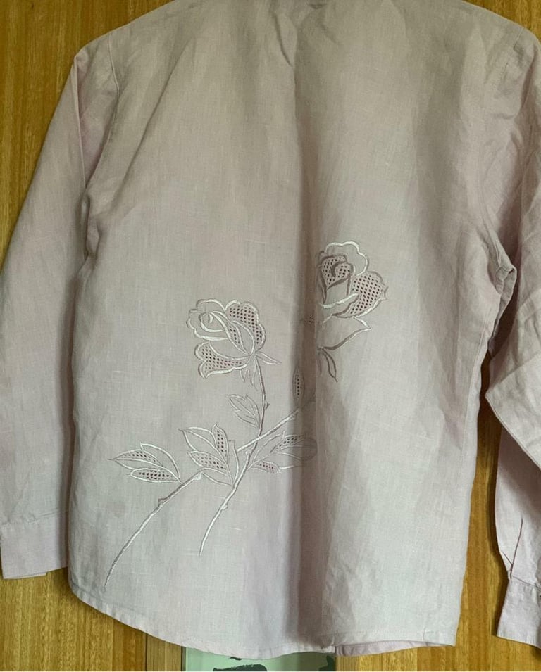 B & P DUSKY PINK 100% LINEN BLOUSE  RRP - £85 - SMALL