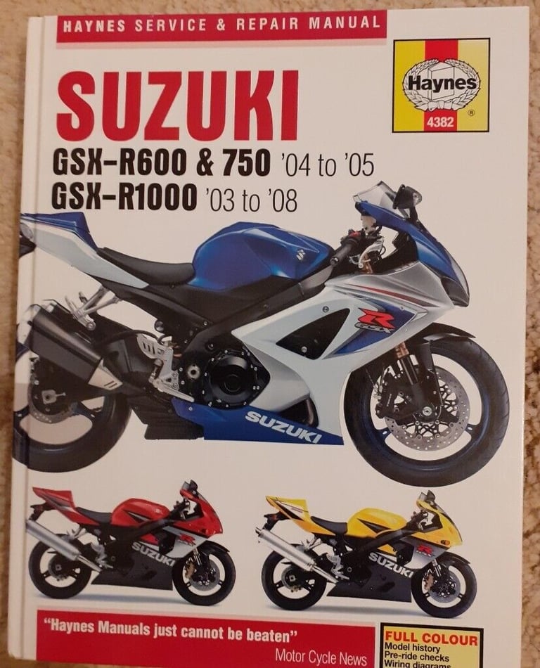 SUZUKI GSK-R600 & 750 (04-05) GSK-R1000 (03 to 08) Haynes Service & Repair Manual
