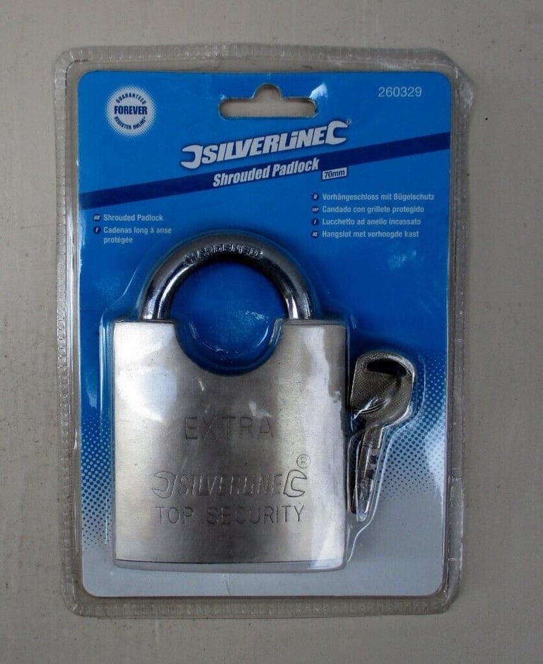 image for NEW SILVERLINE 70MM SHROUDED HIGH SECURITY PADLOCK WITH 3 KEYS 