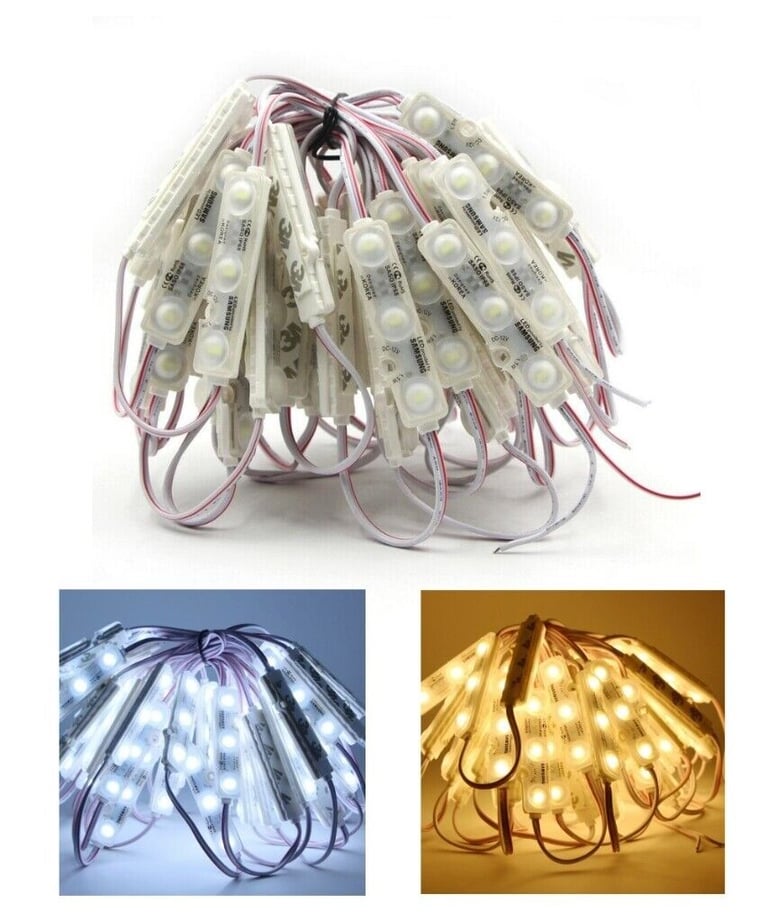50Pcs Super Bright 12V Powered LED Module Lights Waterproof Self-Adhesive Backing