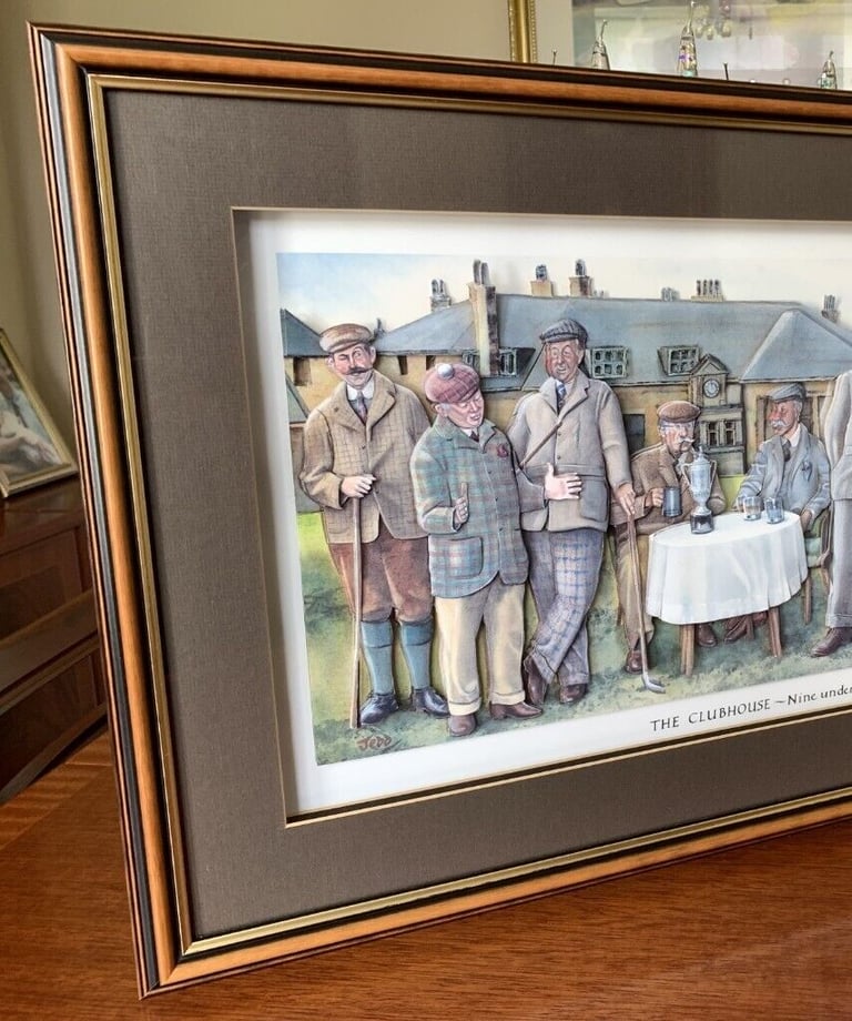FRAMED 3D GOLF PICTURE - THE CLUBHOUSE - NINE UNDER PAR - BY JOHN R EDWARDS (JEDD)