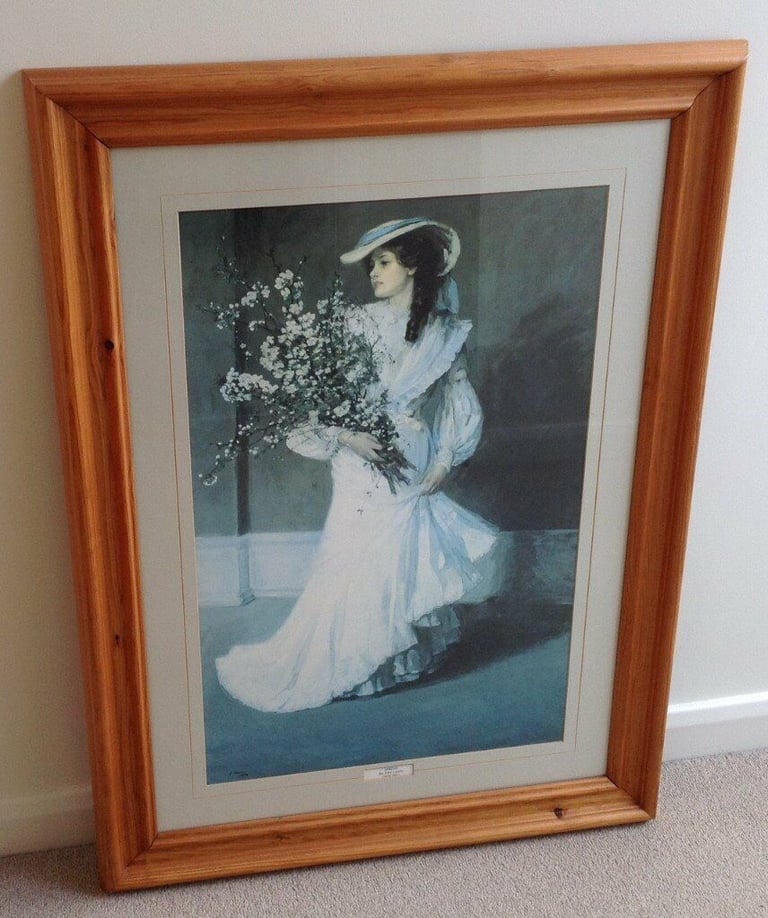 Large Rectangular Pine Frame with 'Spring' by John Lavery Print, 93cms x 68cms (36.5 x 26.75 inches)