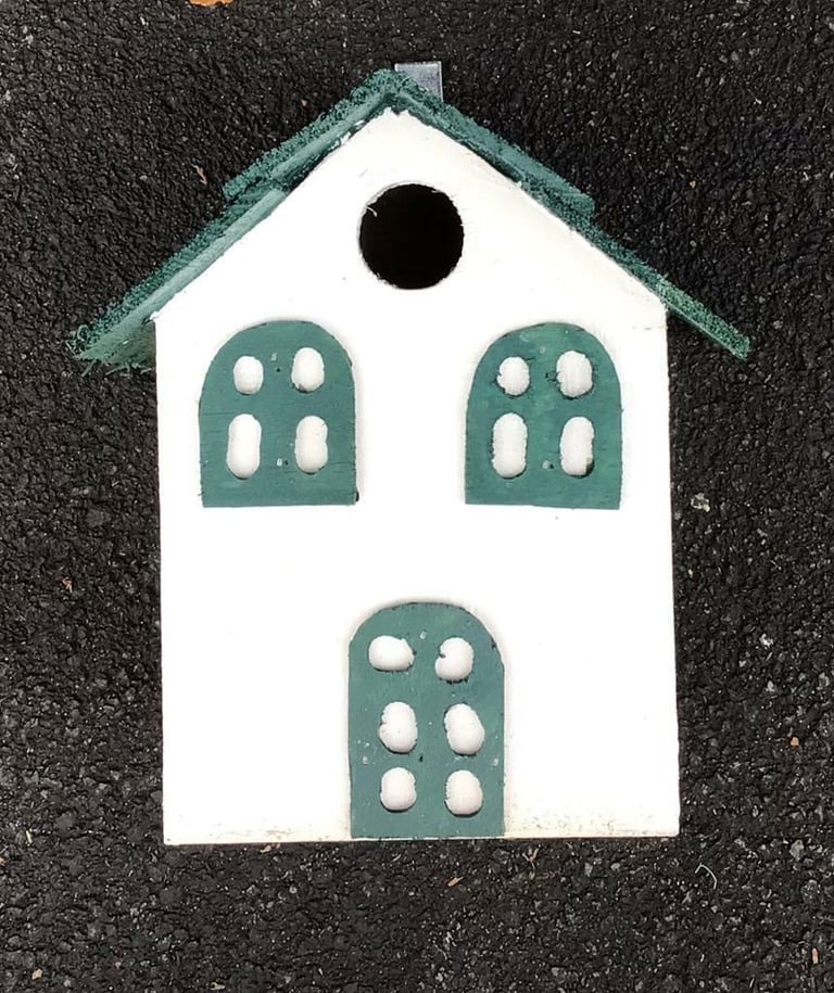 Handmade bird house (white & green)