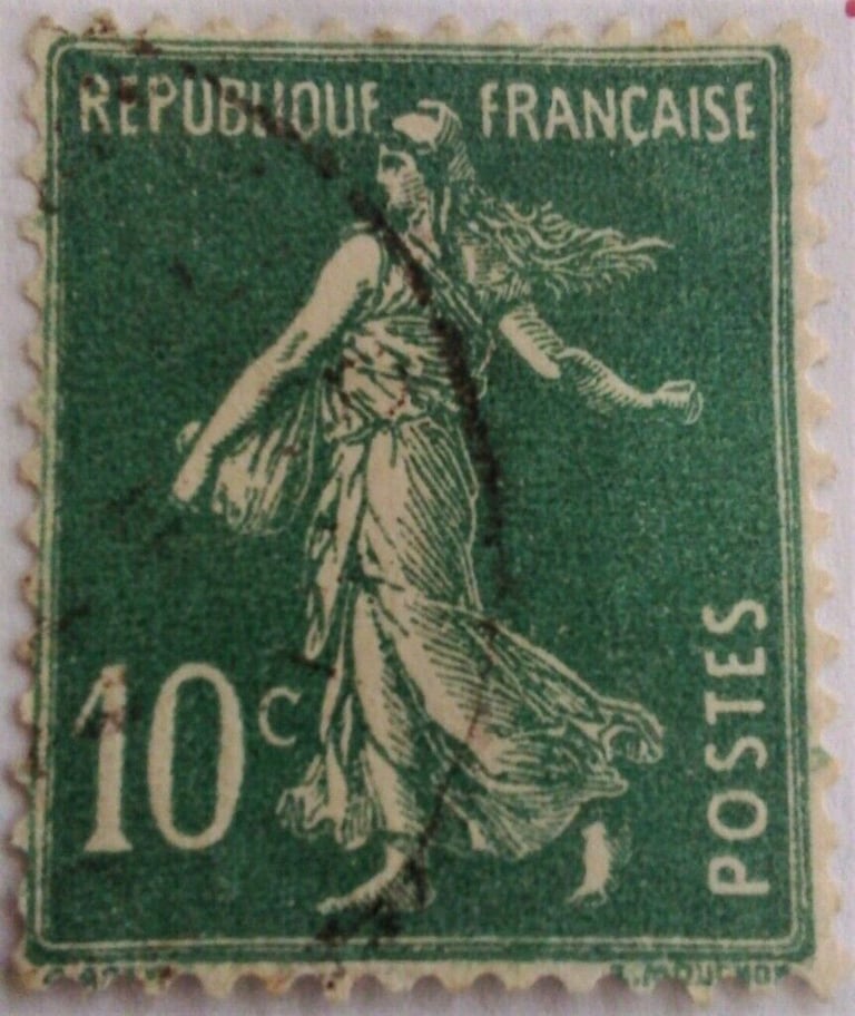 image for FRANCE 1922 '10c Thin' light green' POSTAGE STAMP