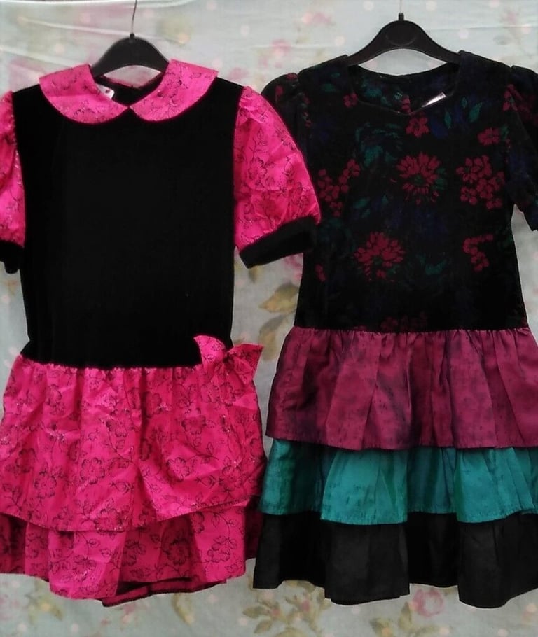 Girls Party Dresses, partly pink, 6/7 & 7/8 yrs, great condition