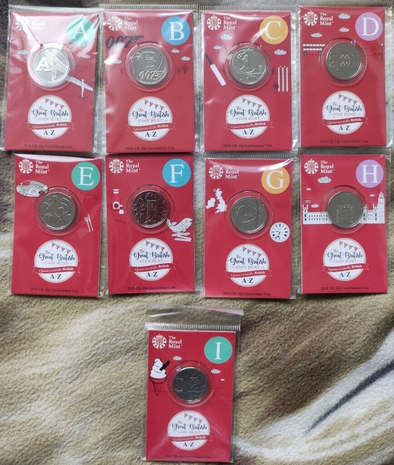 2018 10p Alphabet Letters A-Z  Brilliant Unc, full set,26 coins ,in RM packs, NICE FOR GIFT!