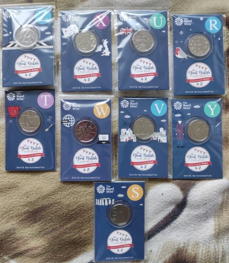 2018 10p Alphabet Letters A-Z  Brilliant Unc, full set,26 coins ,in RM packs, NICE FOR GIFT!
