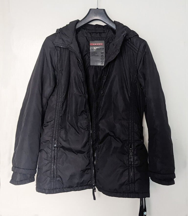 image for Prada Black jacket coat with belt, original, size S/M