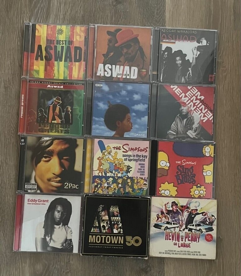Drake, 2Pac, Eminem, Aswad, Eddy Grant, Motown, Simpsons CD's .. etc