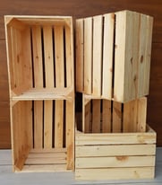 6 Beautiful Wooden Crates Burnt Storage Apple Box Home Garden Retro - Clean!!