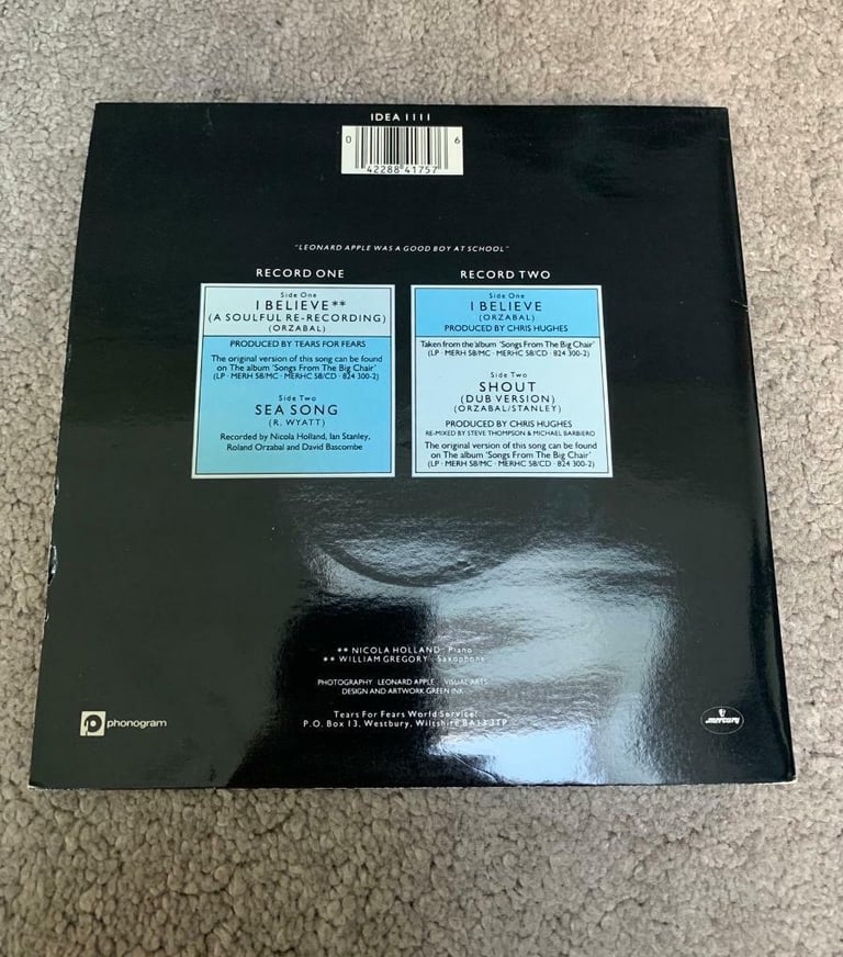 Tears For Fears I Believe Gatefold 2x7” Vinyl Record 