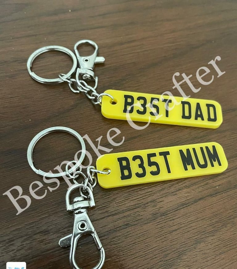 Number plate keyrings