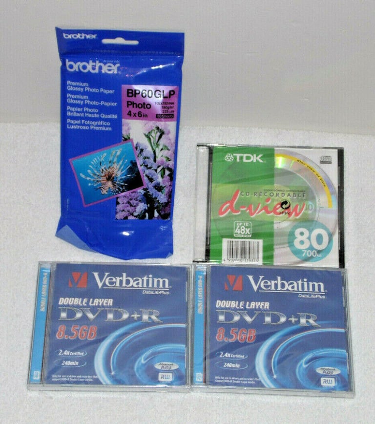 image for VERBATIM DVD+R TDK CDR & BROTHER PAPER BUNDLE 8.5GB DOUBLE LAYER D-VIEW 48X 700*
