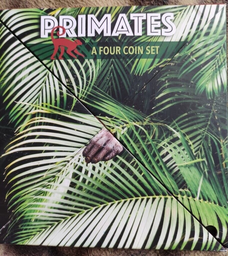 Gibraltar Primates Album 2018 50p Full Set Coloured Cupro Nickel Diamond Finish