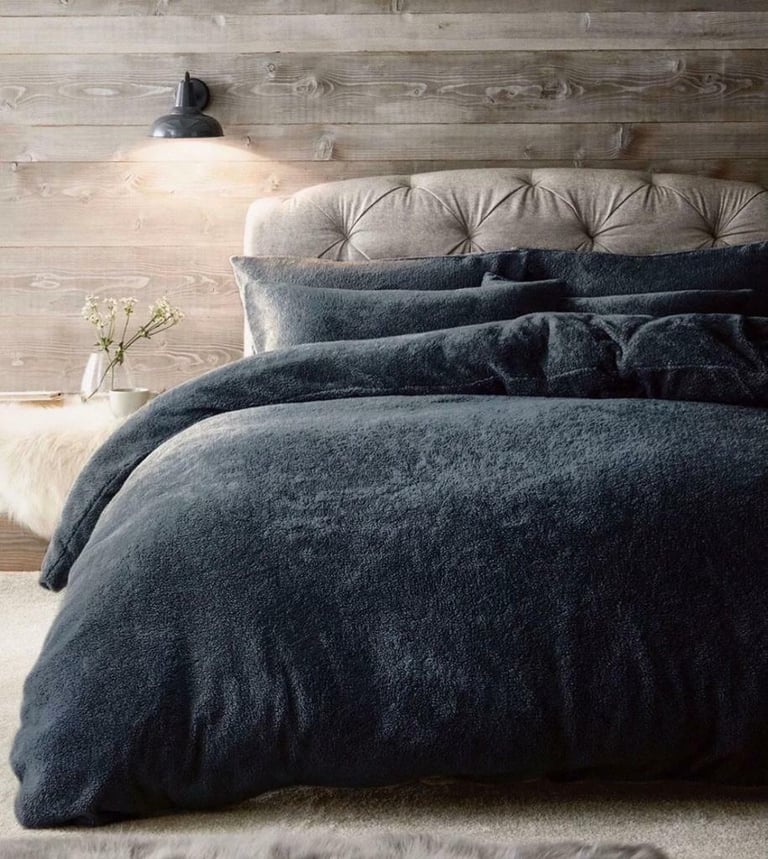 Next Navy Blue Fleece Kingsize Bedding with fitted sheet, BNIB, RRP £69